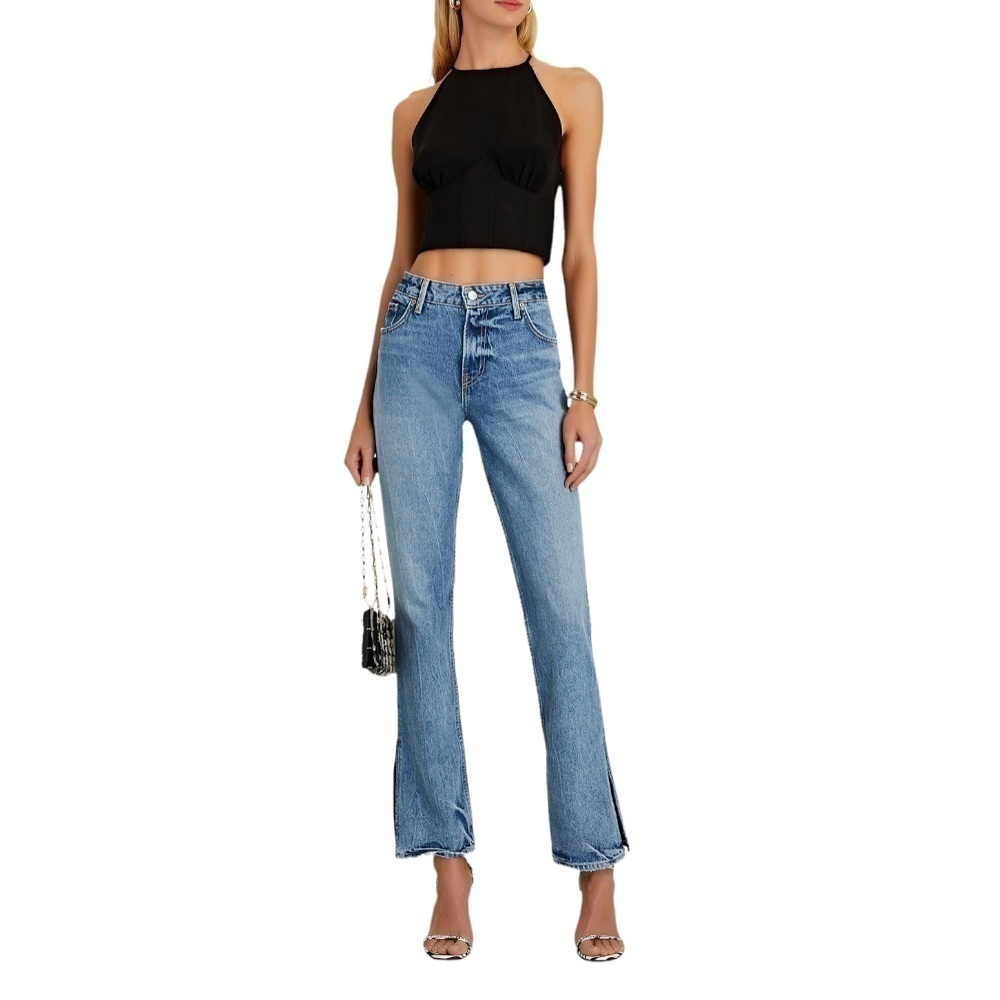 GRLFRND The Hailey Low Rise Slim Boot With Slit Jeans Size 31 NWT